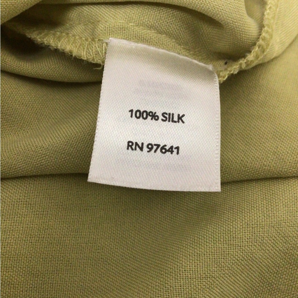 J. Jill Lime Yellow Green Button-Up Tunic Shirt 100% Silk Lagenlook - Picture 9 of 10